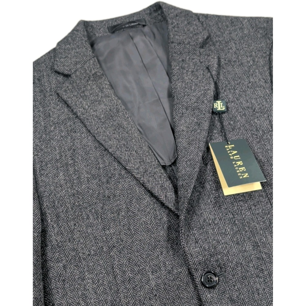Lauren Ralph Lauren Sport Coat Blazer Jacket Mens 38R Charcoal Herringbone Wool